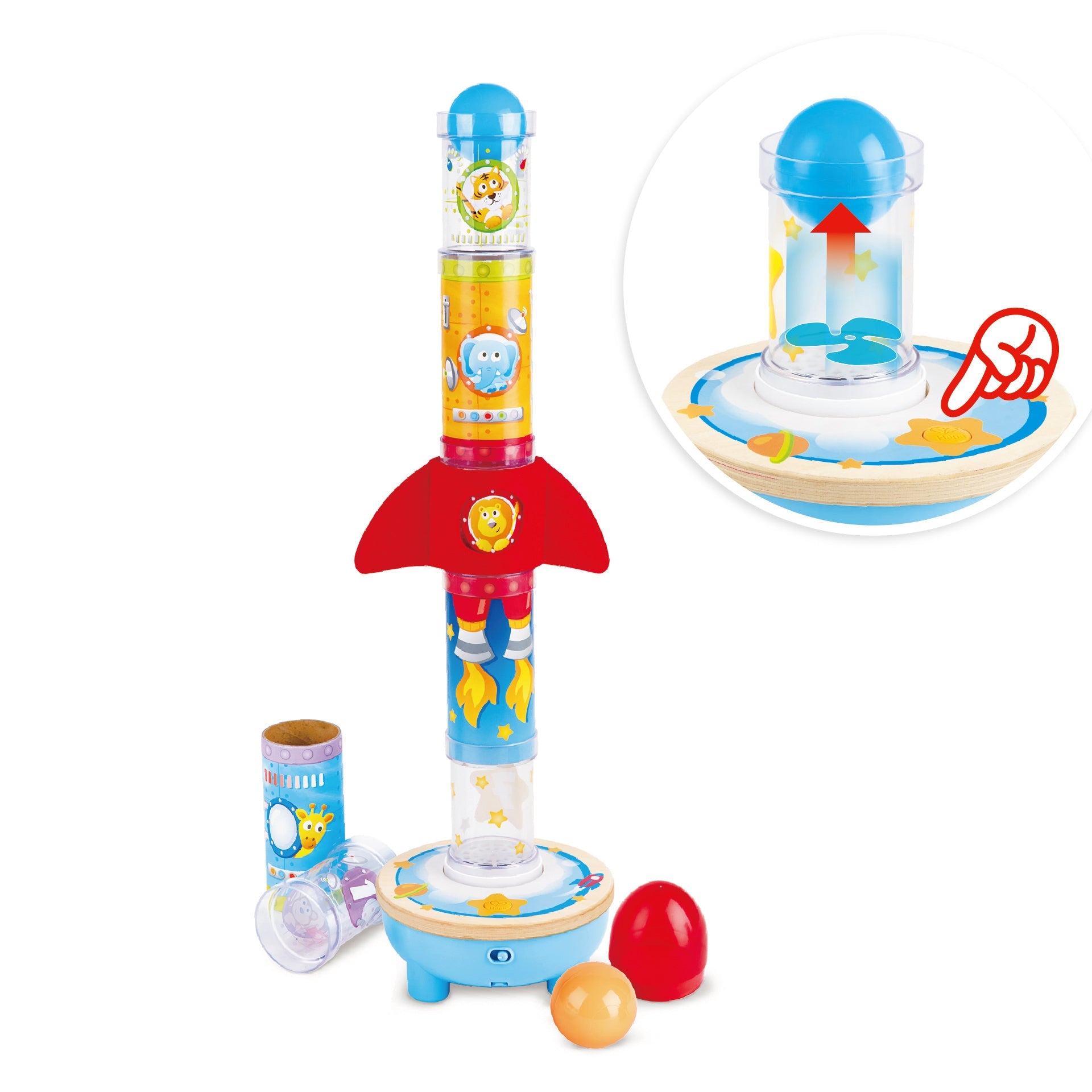 Hape Rocket Ball Air Stacker Toy AirPowered Ball Launcher Playset