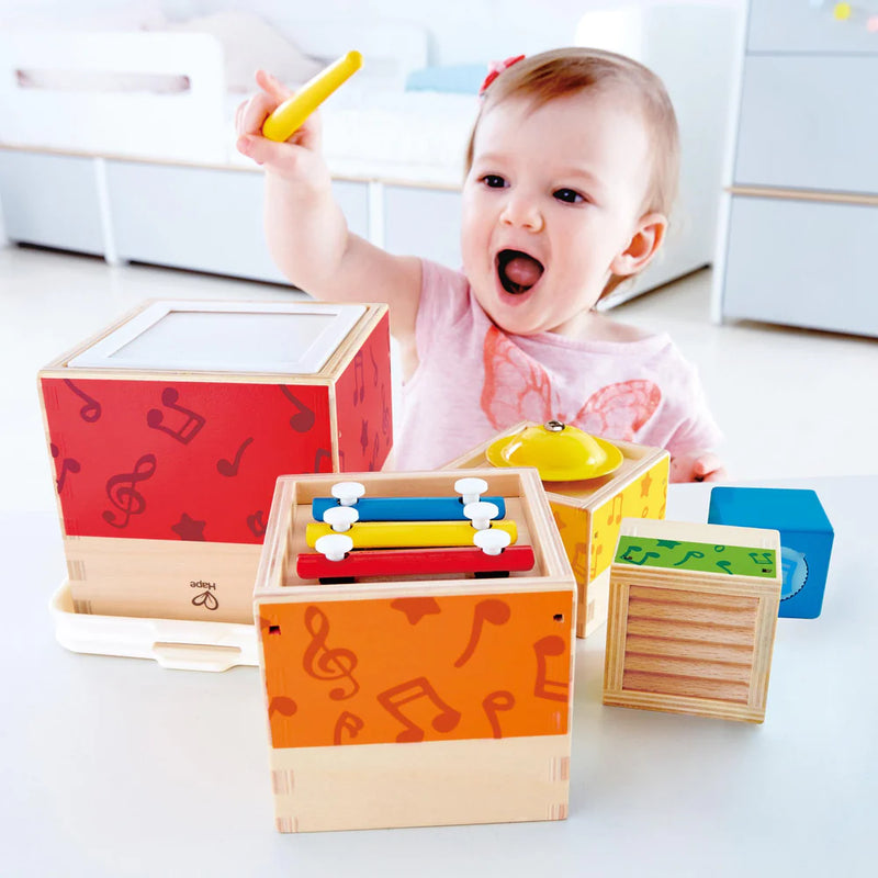 Hape Stacking Music Set Colourful 6 Piece Musical Box Toy Wooden Set for Kids 18 months Hape Australia
