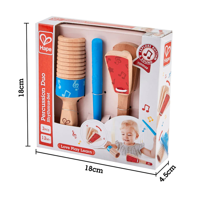 Hape Percussion Duo | Wooden Clapper & Guiro Hand Musical Instrument ...