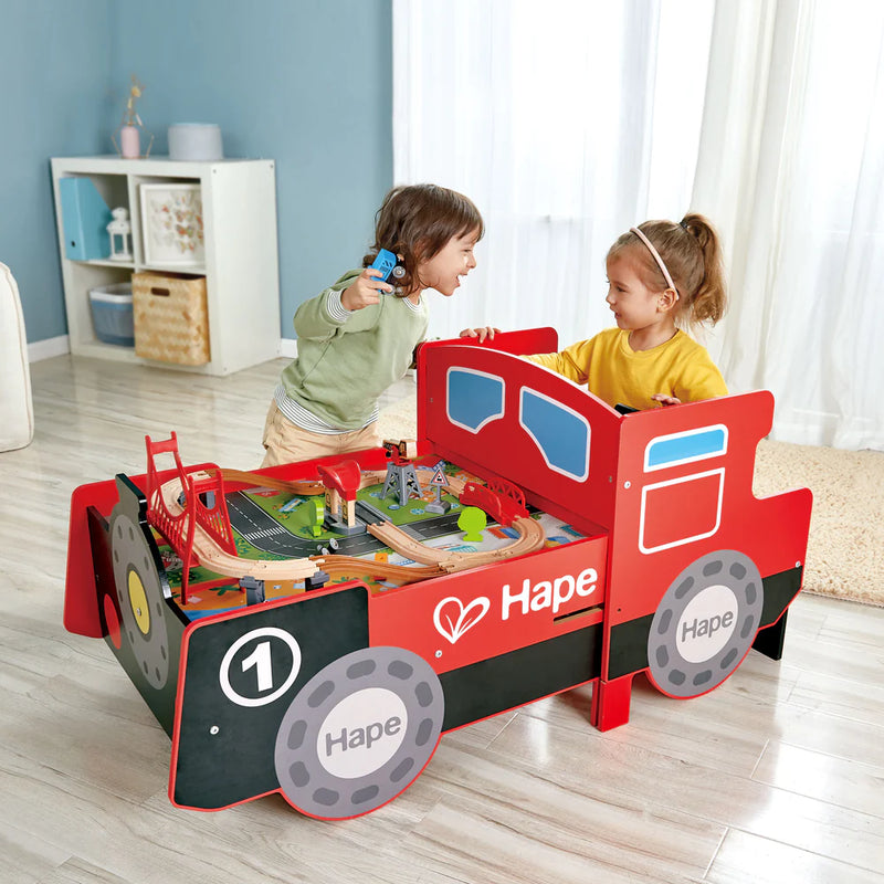 Hape train cheap table red