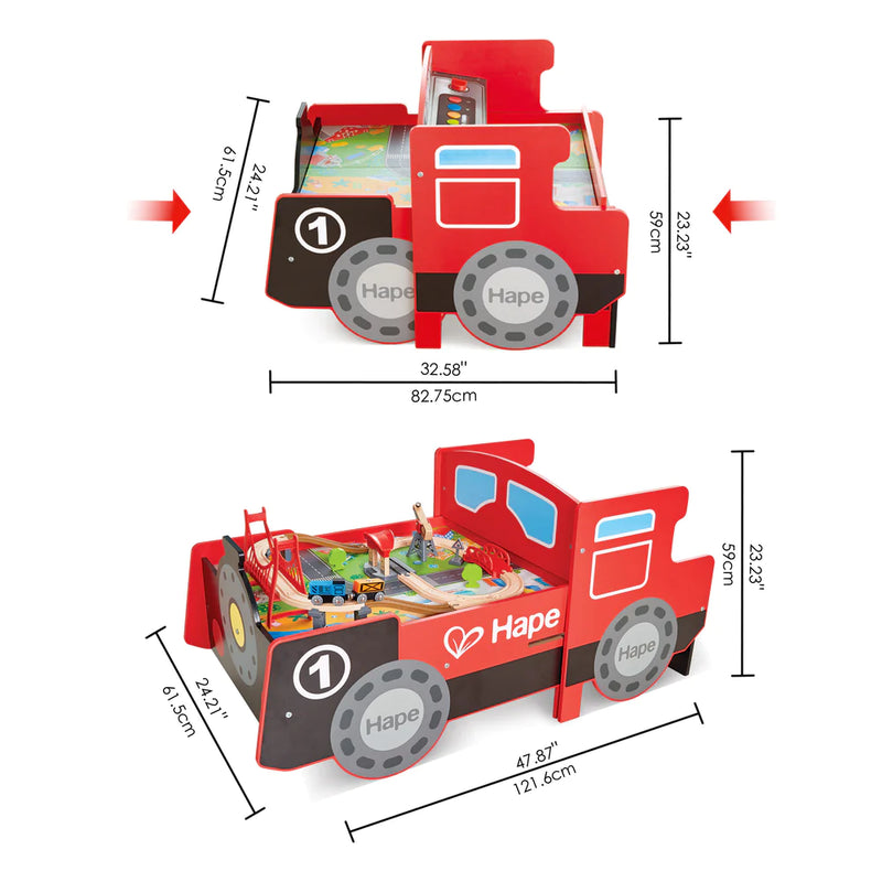 Hape train cheap table red