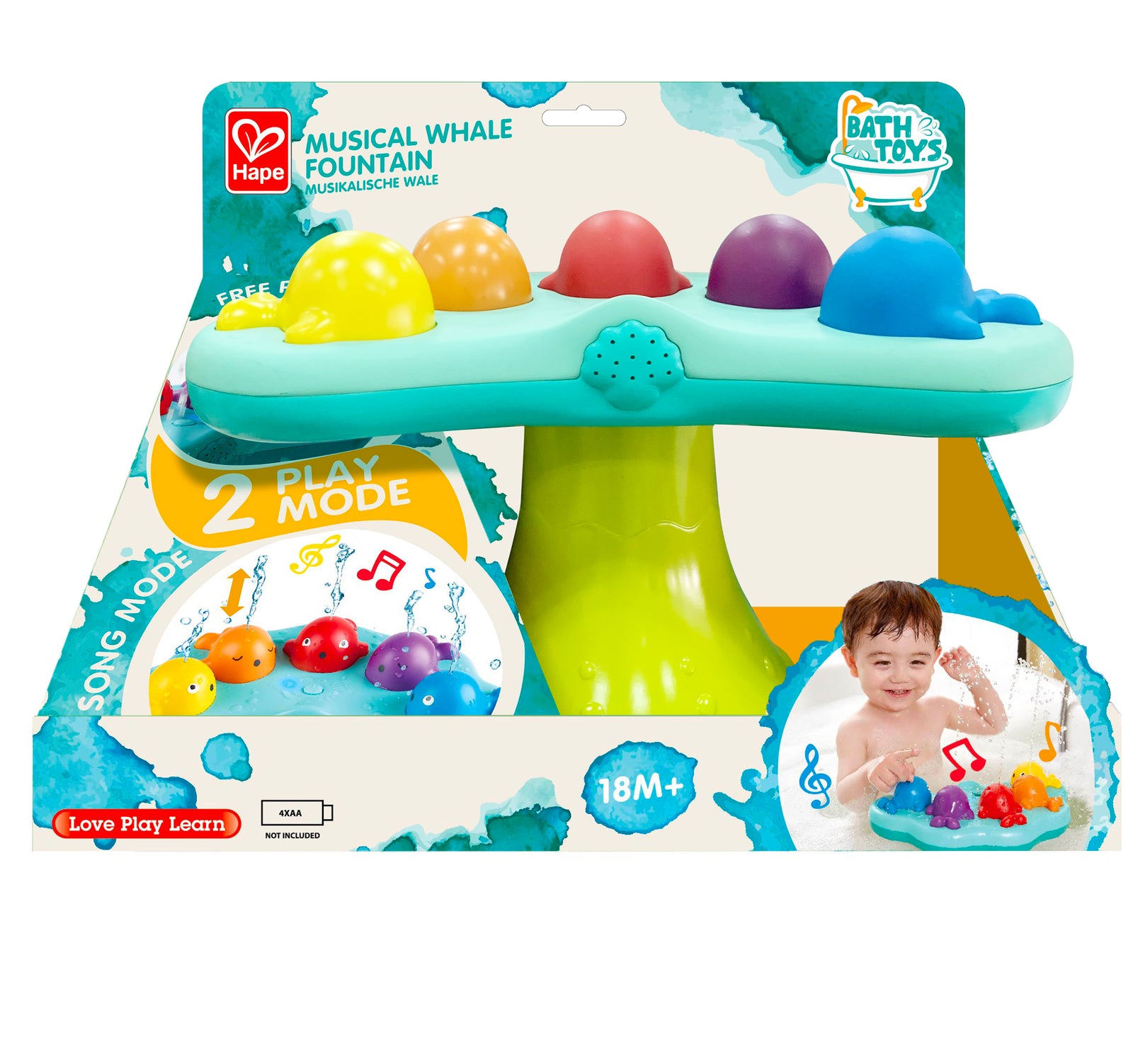 Hape Musical Whale Fountain Musical Bath Time Toy Playset For Toddlers 18 Months and Up Hape Australia