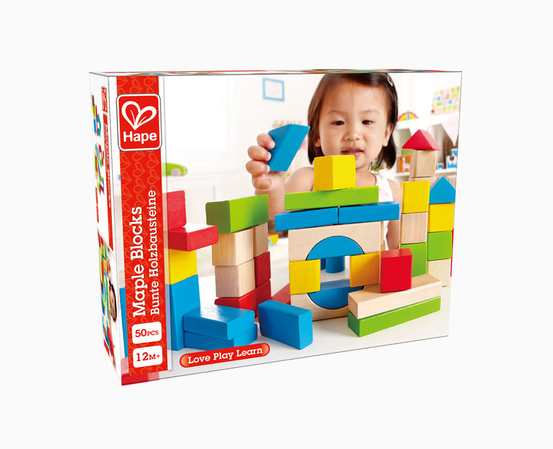 Hape Colourful Maple Blocks - 50 PCS