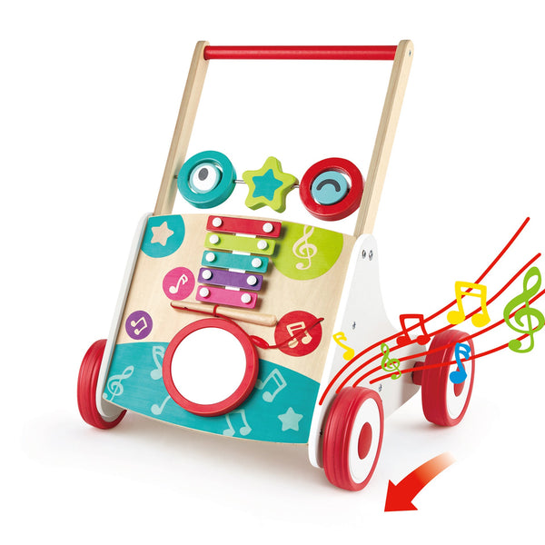 Wooden Push Along Baby Walker with Music Box